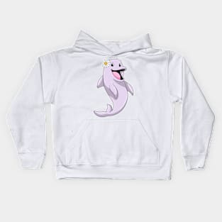 Dolphin with Daisy Flower Kids Hoodie